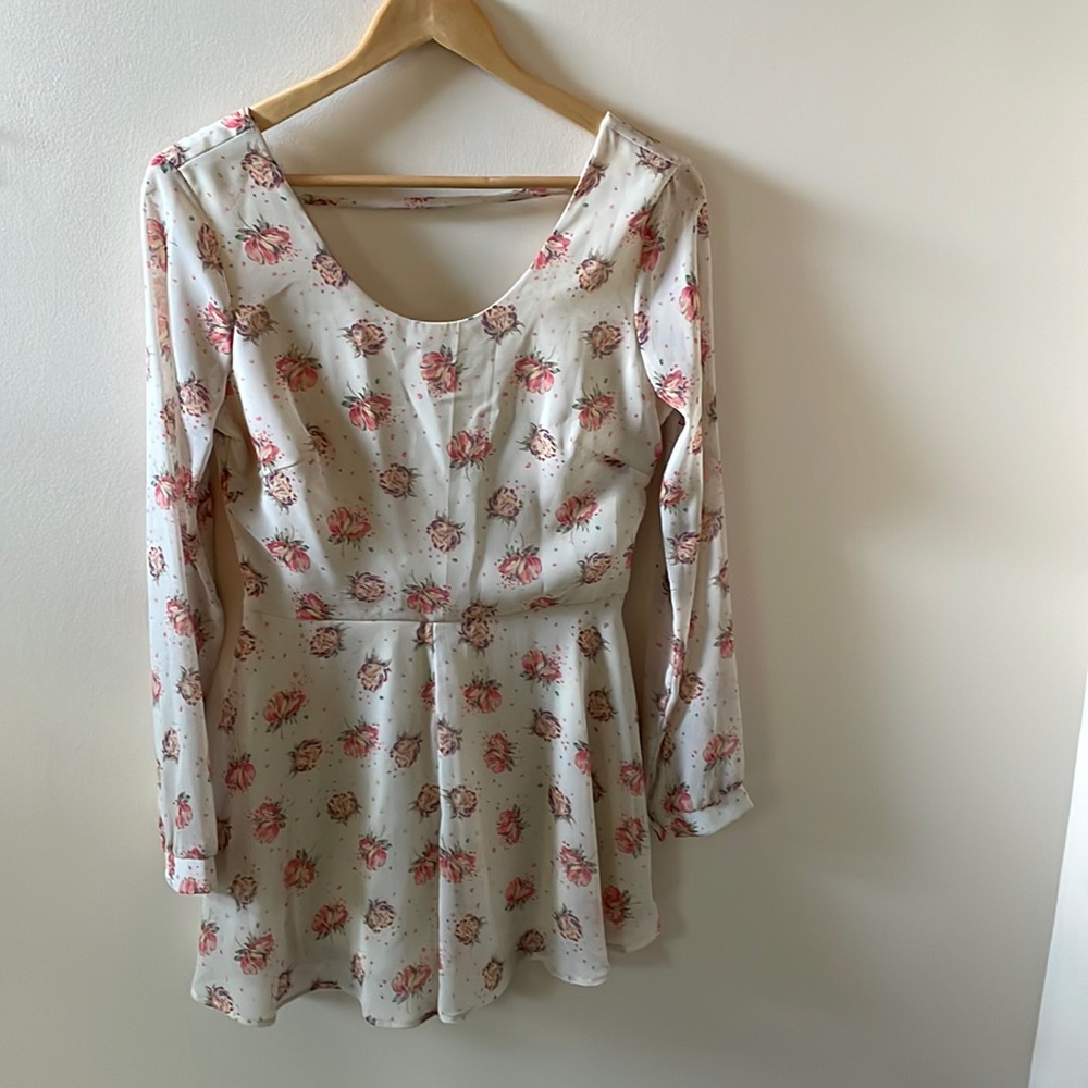 Chiffon floral long-sleeve romper